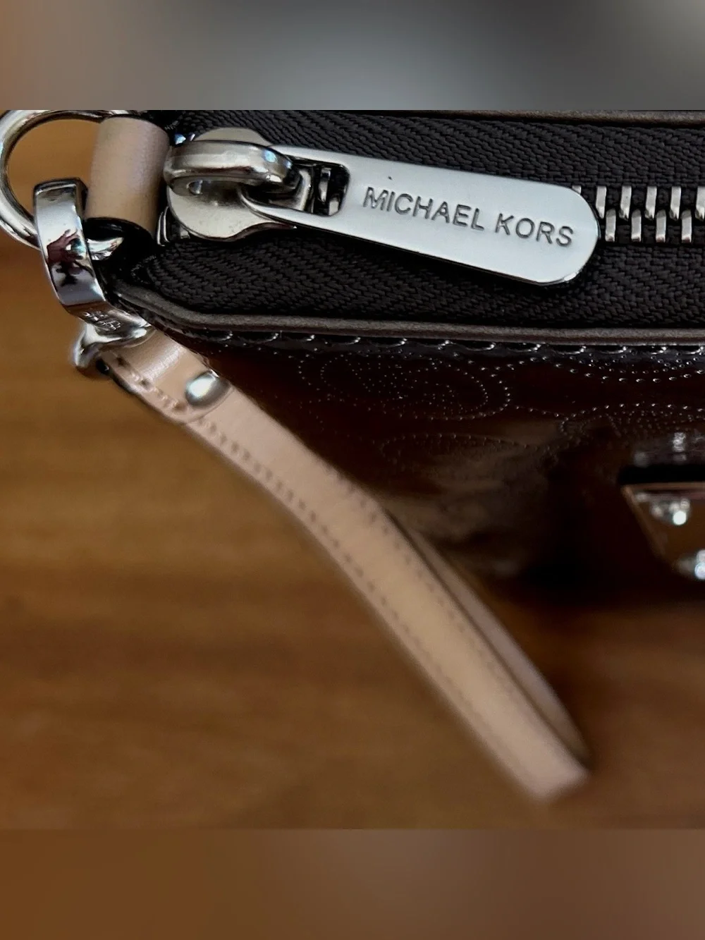 Michael Kors Silver Metallic Jet Set Continental Logo Wallet